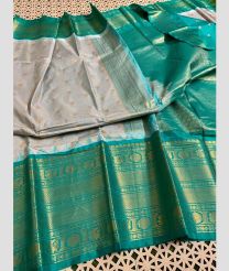 gray and brown colour gadwal pattu sarees with Temple Border design