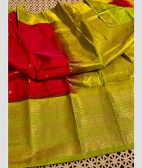 maroon and olive green colour gadwal pattu sarees with Temple Border design
