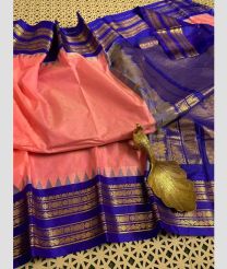 pink and blue colour gadwal pattu sarees with Temple Border design