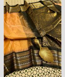 brown and pink colour gadwal pattu sarees with Temple Border design