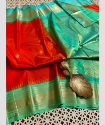 magenta and cyan blue colour gadwal pattu sarees with Temple Border design
