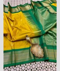olive  and blue colour gadwal pattu sarees with Temple Border design