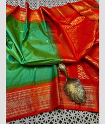 blue and maroon colour gadwal pattu sarees with Temple Border design