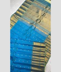 blue colour gadwal pattu sarees with Kanchi Border design