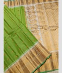 green and brown colour gadwal pattu sarees with Kanchi Border design