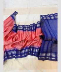 coral red colour gadwal pattu sarees with temple Kuttu border design