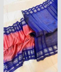 coral red and blue colour gadwal pattu sarees with temple Kuttu border design