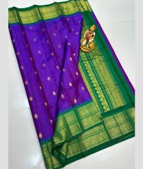 violet colour gadwal pattu sarees with All over Buttas design