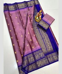 purple colour gadwal pattu sarees with All over Buttas design