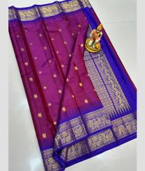 purple and silver colour gadwal pattu sarees with All over Buttas design