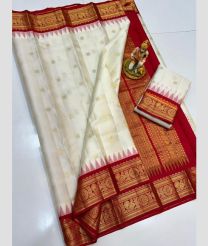 gray and brown colour gadwal pattu sarees with All over Buttas design