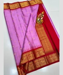 pink and brown colour gadwal pattu sarees with All over Buttas design