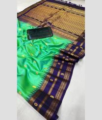 blue colour gadwal pattu sarees with All over Buttas design