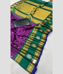 purple and brown colour gadwal pattu sarees with All over Buttas design