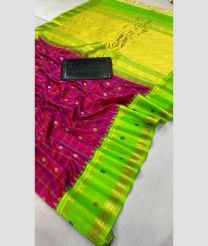 magenta and green colour gadwal pattu sarees with All over Buttas design