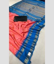 pink and blue colour gadwal pattu sarees with All over Buttas design