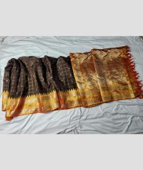 coffee and brown colour gadwal pattu sarees with All over Checks and Buttas design