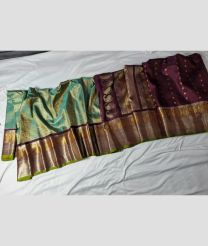 light blue and brown colour gadwal pattu sarees with Jari Border design