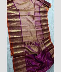 purple brown colour gadwal pattu sarees with Jari Border design