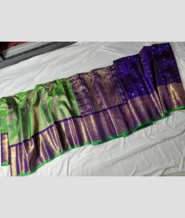 green colour gadwal pattu sarees with Jari Border design