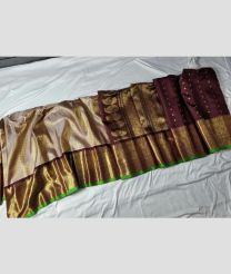 gray colour gadwal pattu sarees with Jari Border design