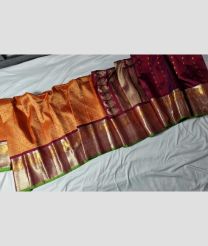 orange colour gadwal pattu sarees with Jari Border design