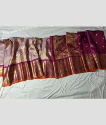 gray and brown colour gadwal pattu sarees with Jari Border design