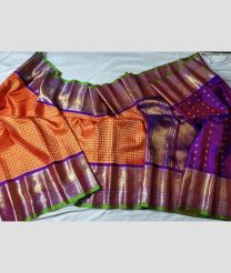 orange and brown colour gadwal pattu sarees with Jari Border design