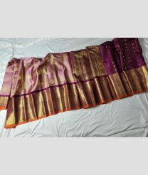 purple and brown colour gadwal pattu sarees with Jari Border design