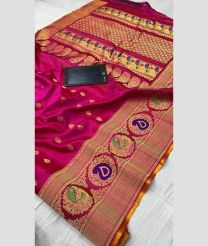 magenta colour gadwal pattu sarees with All over Buttas design