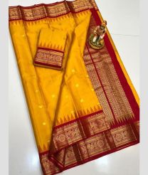 brown colour gadwal pattu sarees with All over Buttas design