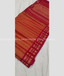 Orange and Red gadwal sico sarees with All over Lines design - GAWI0001994