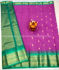 purple and silver colour gadwal sico sarees with Kanchi Border design - GAWI0002042