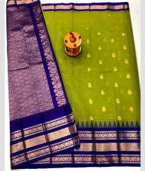 Navy Blue and Leafy Green gadwal sico sarees with Kanchi Border design
