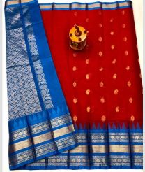 Blue and Red gadwal sico sarees with Kanchi Border design