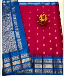 Blue and Deep Pink gadwal sico sarees with Kanchi Border design