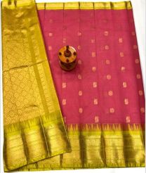 Yellow and Dust Pink gadwal sico sarees with Kanchi Border design