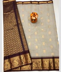 Chocolate and White Chocolate gadwal sico sarees with Kanchi Border design