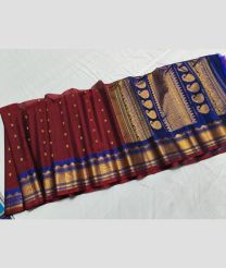 Maroon and Blue gadwal sico sarees with All over Buttas design