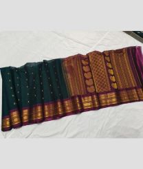Dark Teal and Dark Magenta gadwal sico sarees with All over Buttas design