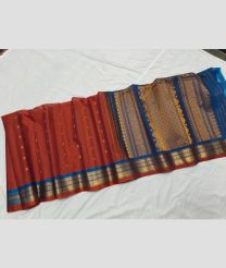 Orange and Blue gadwal sico sarees with All over Buttas design