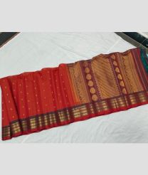 Orange and Indian Red gadwal sico sarees with All over Buttas design