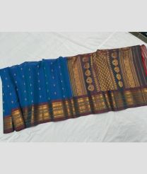 Blue and Brown gadwal sico sarees with All over Buttas design