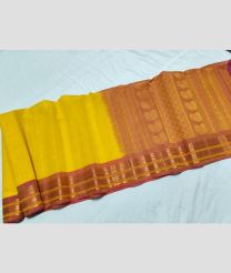 Yellowa nd Lite Orange gadwal sico sarees with All over Buttas design
