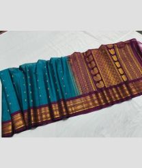 Blue Jay and Lite Brown gadwal sico sarees with All over Buttas design