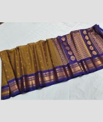 Golden Brown and Purple Blue gadwal sico sarees with All over Buttas design