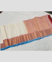 Half White and Lite Brown gadwal sico sarees with All over Buttas design