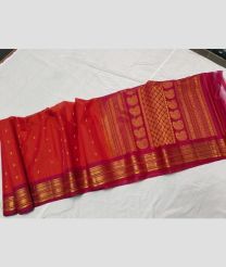 Red and Pink gadwal sico sarees with All over Buttas design