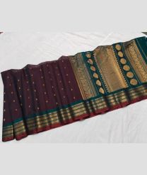 Old Burgundy and Teal gadwal sico sarees with All over Buttas design