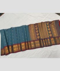 Blish Grey and Maroon gadwal sico sarees with All over Buttas design